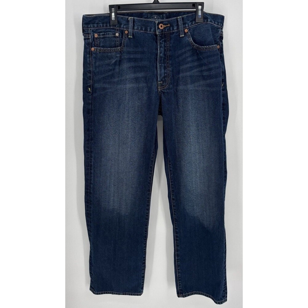 Lucky Brand 361 Vintage Straight Jeans Mens (38) 36x32 Dark Wash Blue Denim Zip